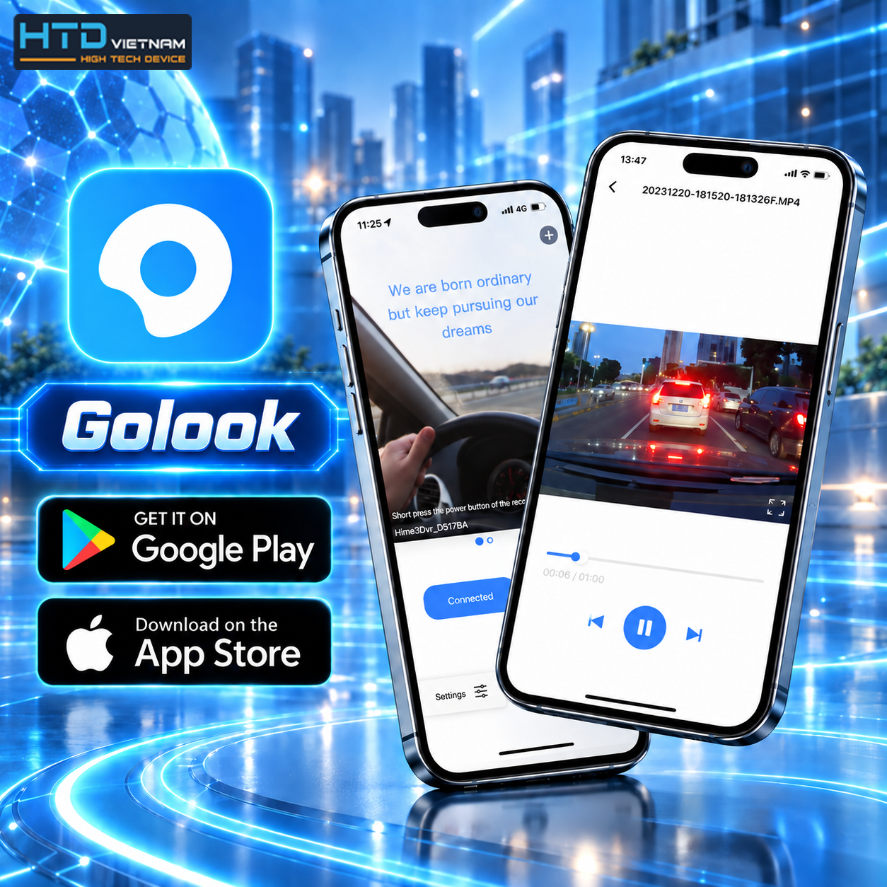 Kết nối Wi-Fi 5.0 GHz và App GoLook HTD C23-4K DUAL